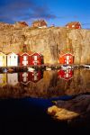 Bootshäuser von Smögen an Schwedens Westküste