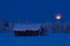 Mondaufgang bei Peltavuoma in finnisch Lappland